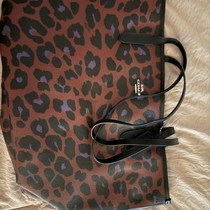 Coach Leopard Print Tote - Brown and Purple